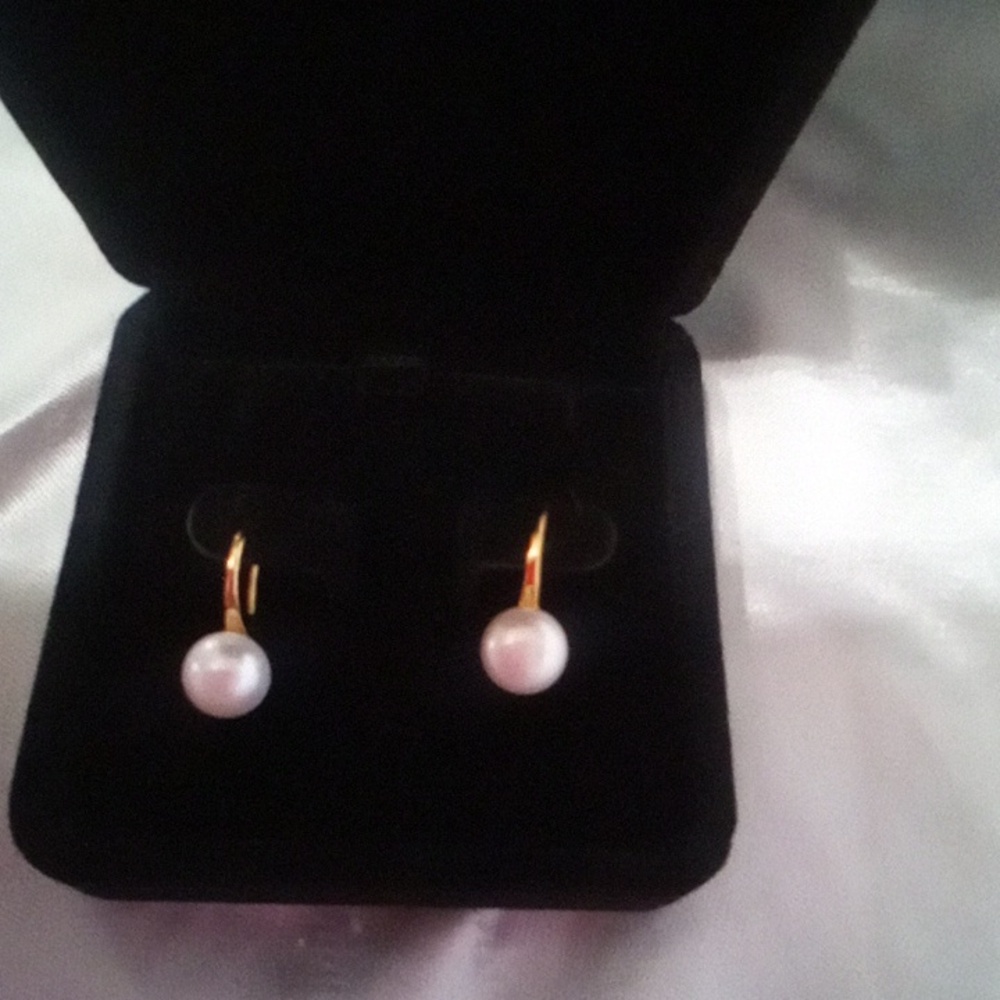 LOW START!!!New Genuine Pearl Earrings With 14k Plated